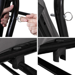 Huśtawka ogrodowa linda 4 osobowa 300 kg stalowa z regulowanym daszkiem szara