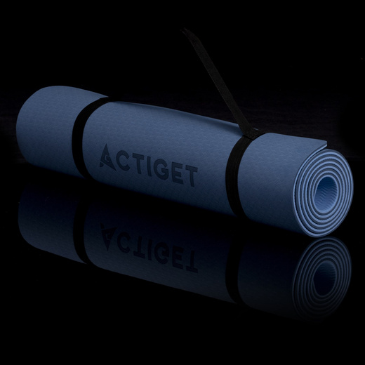 Mata do ćwiczeń 183x61 cm antypoślizgowa TPE do jogi, stretchingu z uchwytem niebieska