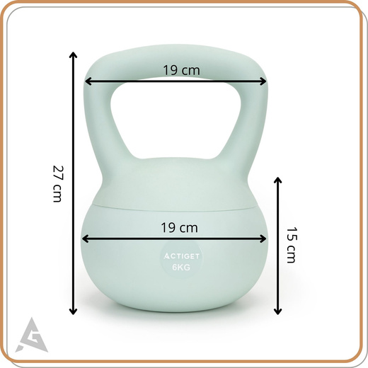 Kettlebell miękki 6 kg kula odważnik hantla ciężar do ćwiczeń fitness, turkusowy