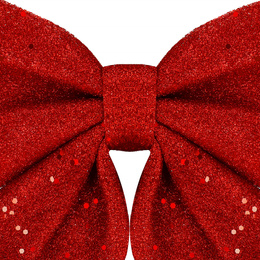 Kokardka świąteczna na choinkę 20 cm brokatowa zawieszka choinkowa czerwona