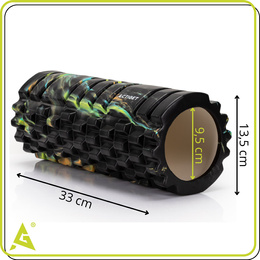 Wałek do masażu, średnio twardy, roller z wypustkami, czarny