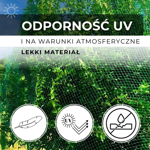 Siatka na ptaki zabezpieczająca ochronna 8x20m z kotwami mocującymi 20 szt. zielona
