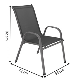 Krzesła ogrodowe 4 szt. metalowe wys. 92 cm na taras balkon 120 kg ciemnoszare