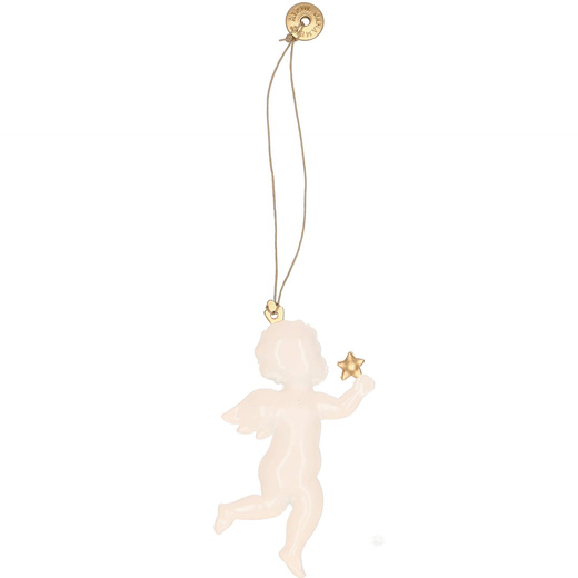 Świąteczne zawieszki 7cm metalowe aniołki zestaw 3 szt. kremowy