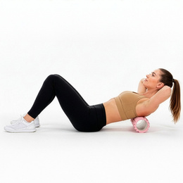 Wałek do masażu, średnio twardy, roller z wypustkami, różowy