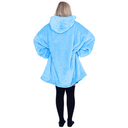 Kocobluza damska męska oversize koc bluza 2w1 z kapturem XXL ciepła morski niebieski