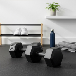 Ciężarki 2x5 kg hexagonalne do ćwiczeń fitness hantle zestaw 2 szt. czarne