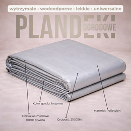Plandeka 3x5m 210g/m2 gruba płachta ochronna szaro-brązowa