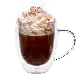 Szklanki termiczne do latte kawy i herbaty 6 szt. 350 ml z uchwytem i podwójnym dnem