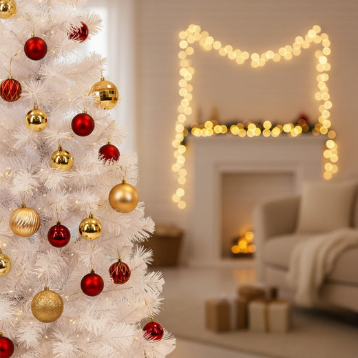 Choinka sztuczna 150 cm jodła biała nowoczesna jak żywa, ze stojakiem