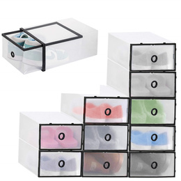 Pudełko na buty z szufladą 35x23x12 cm biały organizer zestaw 10 szt.