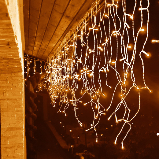 Kurtyna świetlna 200 led girlanda, lampki wewnętrzno-zewnętrzne sople ciepły biały