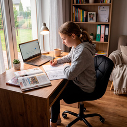 Fotel biurowy obrotowy krzesło na kółkach do nauki, pracy regulowane ergonomiczne, czarne
