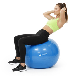 Piłka 55 cm do ćwiczeń pilates, rehabilitacyjnych, stretchingu z pompką, niebieska