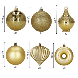 Bombki choinkowe zestaw 12 szt. dekoracje świąteczne nietłukące, złote