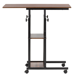 Stolik na kółkach regulowany 76-86 cm biurko mobilne pod laptopa ciemnobrązowe