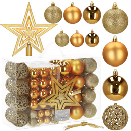 Bombki choinkowe zestaw 100 szt. ozdoby świąteczne dekoracje z gwiazdą złote