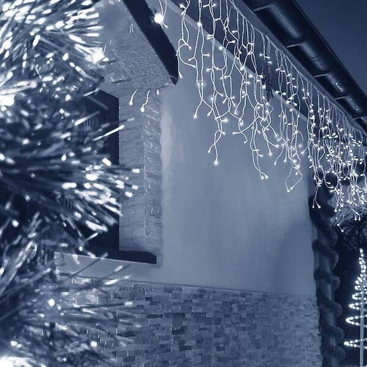 Kurtyna świetlna z pilotem 1000 led girlanda, lampki wewnętrzno-zewnętrzne sople zimny biały