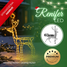 Renifer świąteczny 144 LED świetlna dekoracja ozdoba do ogrodu biały ciepły