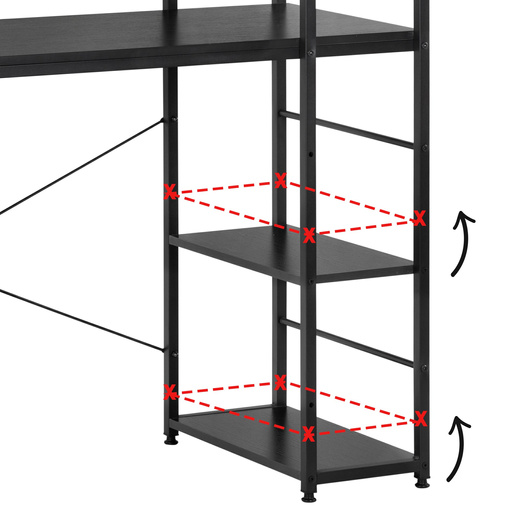 Biurko komputerowe z regałem nowoczesne, stolik loft 120x48x122 cm czarne