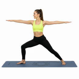 Mata do ćwiczeń 183x61 cm antypoślizgowa TPE do jogi, stretchingu z uchwytem niebieska