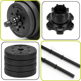 Hantle 2x10 kg do ćwiczeń regulowane 20 kg zestaw obciążeń gryf do treningu siłowego