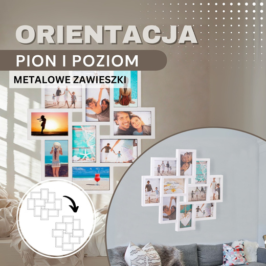 Ramka na zdjęcia 10 zdjęć multiramka 10x15 biała