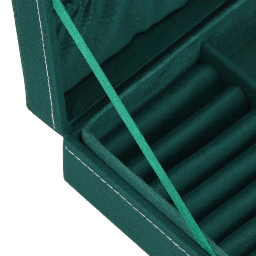 Szkatułka na biżuterię 28x19,5x7 cm zielony welurowy organizer z przegródkami