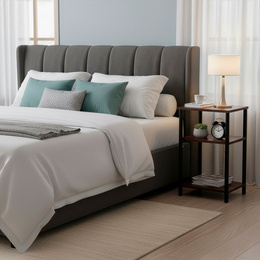 Szafka nocna, stolik z półkami do sypialni 35x31x59 cm nakastnik, ciemnobrązowy