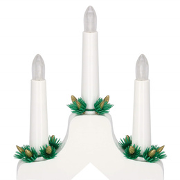 Świecznik adwentowy Led 7 świec biały drewniany