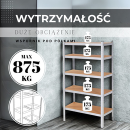 Regał metalowy z 5 półkami 180x90x40cm 875kg do garażu, piwnicy