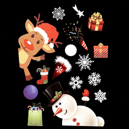 Naklejki świąteczne na okno 30 szt. ozdoby samoprzylepne, multikolor