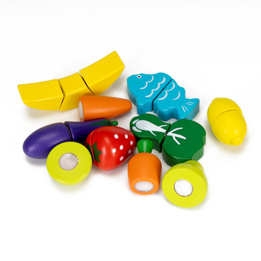 Owoce i warzywa drewniane dla dzieci, nożyk do krojenia, zabawki zestaw 13 el. kolorowe