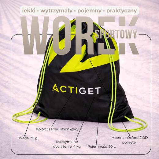 Worek na buty plecak turystyczny sportowy ze ściągaczem torba na trening 20 L