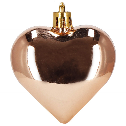Bombki choinkowe 8 szt. ozdoby świąteczne 7 cm serca, rose gold