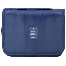 Organizer podróżny na kosmetyki 23x19x9,5 cm kosmetyczka do samolotu granatowa