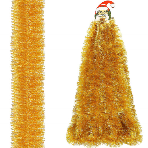 Łańcuch na choinkę 6m złoty girlanda choinkowa, średnica 10cm