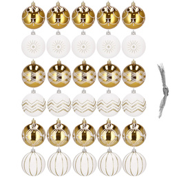 Bańki choinkowe 30 szt. bombki świąteczne zestaw biało0złoty