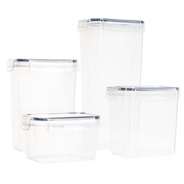 Pojemniki kuchenne do przechowywania żywności z pokrywką zestaw 24 szt. z naklejkami, przeźroczyste