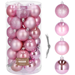 Bańki choinkowe 30 szt. bombki świąteczne zestaw różowy