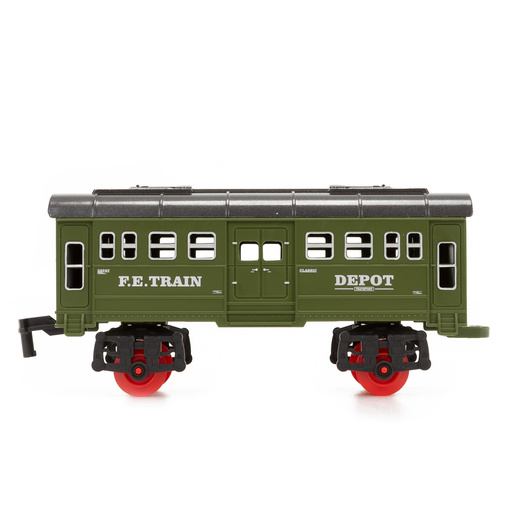 Pociąg z wagonami dla dzieci z mgiełką i dźwiękami, lokomotywa parowa z torami na baterie