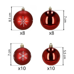 Bombki choinkowe 36 szt. zestaw dekoracje świąteczne ozdoby nietłukące czerwone