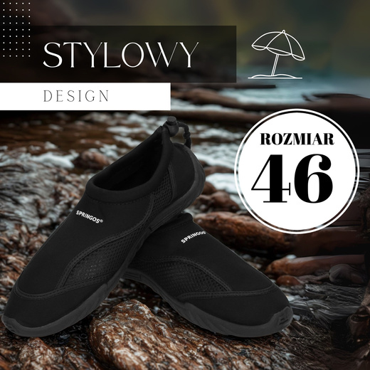Buty do wody męskie rozm. 46 szybkoschnące buty na plażę, do pływania czarne