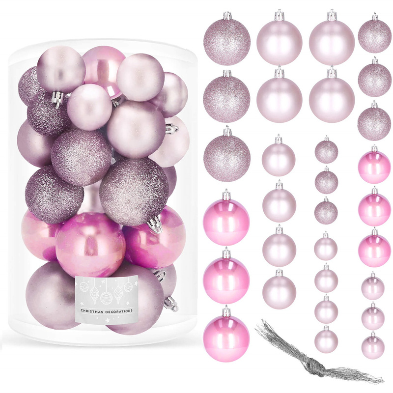 Bombki choinkowe 30 szt. ozdoby świąteczne różowy