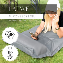 Mata samopompująca 193 cm turystyczna, biwakowa z poduszką i pokrowcem, szara