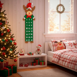 Kalendarz adwentowy, wiszący z 24 przegródkami Renifer, dekoracja świąteczna, filc, multikolor