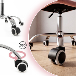 Fotel biurowy obrotowy krzesło na kółkach do nauki, pracy regulowane ergonomiczne różowe