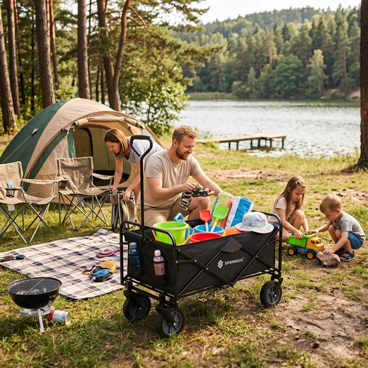 Wózek ogrodowy, turystyczny, plażowy składany 80 kg czarny