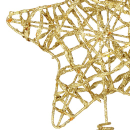 Zawieszka choinkowa złota gwiazdka na czubek choinki brokatowa