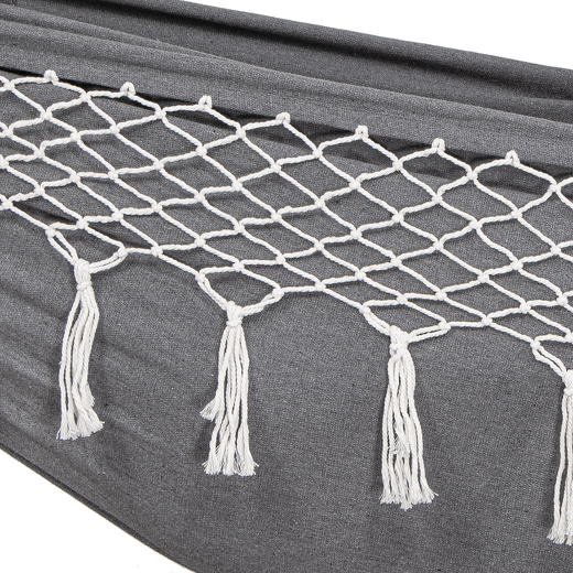 Hamak dwuosobowy 200kg bujak ogrodowy 200x150cm szaro-kremowy